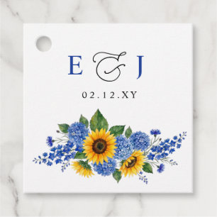 Etiquetas Para Lembrancinhas Girassóis Florais Azul Royal Casamento Moderno