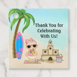 Etiquetas Para Lembrancinhas Girl Beach Baby Sandcastle, Chá de fraldas de surf