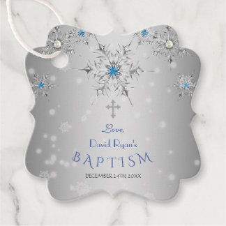 Etiquetas Para Lembrancinhas Glam Silver Snowflakes Crystal Blue Pearls Baptism
