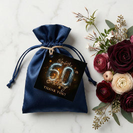 Etiquetas Para Lembrancinhas Glamorous Black Sparkly 60th Birthday Thank You