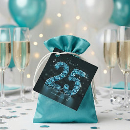 Etiquetas Para Lembrancinhas Glamorous Teal Blue Gemstone Sparkle 25th Birthday