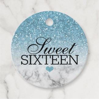 Etiquetas Para Lembrancinhas Glitter Azul-Céu/Marble Sweet 16