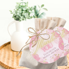 Etiquetas Para Lembrancinhas Glitter Cor de Água Rosa e Dourado Elegante Obriga