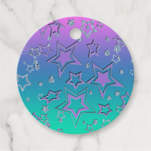 Etiquetas Para Lembrancinhas Glitter de gradiente natalício brilhando estrelas