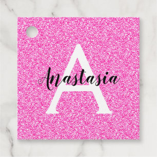 Etiquetas Para Lembrancinhas Glitter Rosa Quente Brilhante Brilha Nome do Monog