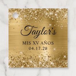 Etiquetas Para Lembrancinhas Glittery Dourado Aniversário Mis XV Anos