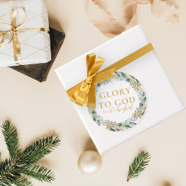 Etiquetas Para Lembrancinhas Glória de Natal Religiosa Dourada moderna para Deu