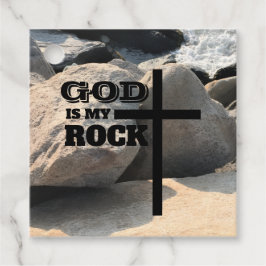 Etiquetas Para Lembrancinhas God is My Rock Bible Verse Black Cross Christian