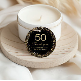 Etiquetas Para Lembrancinhas Gold Diamonds Elegant 50th Birthday Thank you Tag