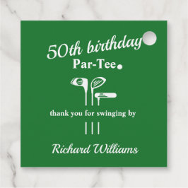 Etiquetas Para Lembrancinhas Golf Clubs Par Tee Green White Men's 50th Birthday