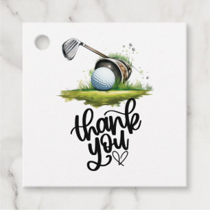 Etiquetas Para Lembrancinhas Golfe Obrigado com texto com bola de golfe em verd