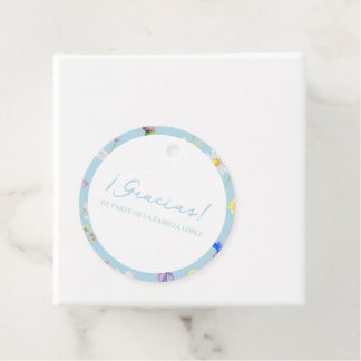 Etiquetas Para Lembrancinhas Gracias Azul Flores Chá de fraldas Círculo Favorit