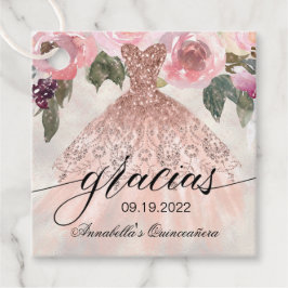 Etiquetas Para Lembrancinhas Gracias Rosa Dourada Glitter Floral Quinceañera