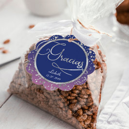 Etiquetas Para Lembrancinhas Gracias Royal Blue Silver Confetti Gift Obrigado