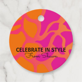 Etiquetas Para Lembrancinhas Gradiente Cor-de-Laranja e Rosa Quente Celebra no