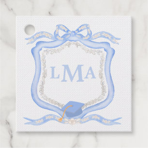 Etiquetas Para Lembrancinhas Graduação em Monograma Preppy Wedgewood