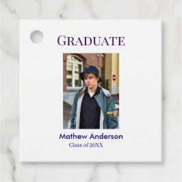Etiquetas Para Lembrancinhas Graduation photo name class of 20XX blue simple bo