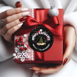 Etiquetas Para Lembrancinhas Grafite de Natal Elegante Black Merry Round