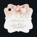Etiquetas Para Lembrancinhas Grama das Pampas Floral Terracota Agradecimento de<br><div class="desc">Etiquetas de Favor de Casamento Exótico com Grama das Pampas e Flores de Terracota</div>