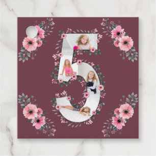 Etiquetas Para Lembrancinhas Grande 5 Birthday Rapariga Fotografia Collage Flor