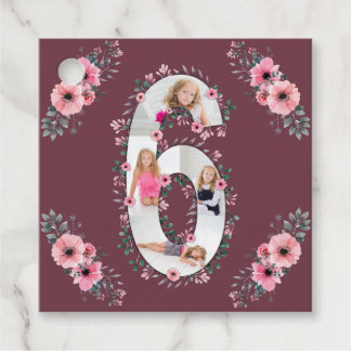 Etiquetas Para Lembrancinhas Grande 6 Birthday Rapariga Fotografia Collage Flor