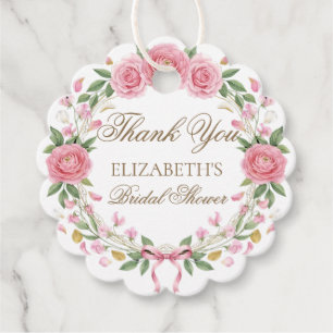 Etiquetas Para Lembrancinhas Grato Coroa Floral Rosa Delicada Script