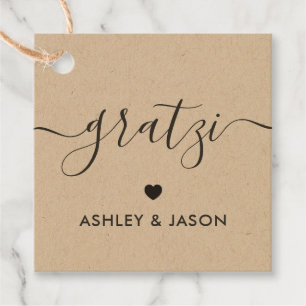 Etiquetas Para Lembrancinhas Gratzi Gift Tag, Casamento Obrigado Tags, Kraft
