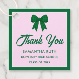 Etiquetas Para Lembrancinhas Green Gingham Bow Graduation Party Favor Tags