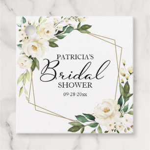 Etiquetas Para Lembrancinhas Greenery White Flowers Chá de panela Geométrico