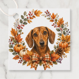 Etiquetas Para Lembrancinhas Grinalda de Outono do Dachshund