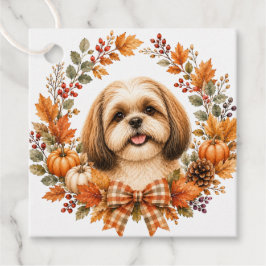 Etiquetas Para Lembrancinhas Grinalda de Outono do Shih Tzu