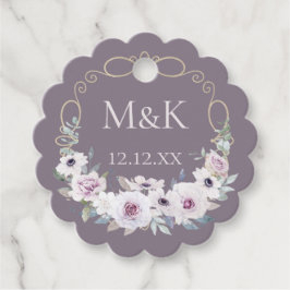 Etiquetas Para Lembrancinhas Grinalda Floral de Rosa Violeta com Monogramas
