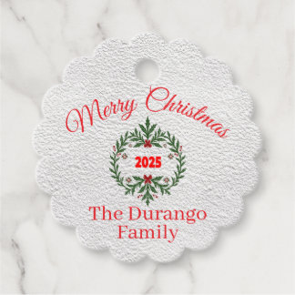 Etiquetas Para Lembrancinhas Grinalda Floral Festiva de Natal Personalizada com