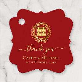 Etiquetas Para Lembrancinhas Grinalda floral obrigado casamento chinês vermelho
