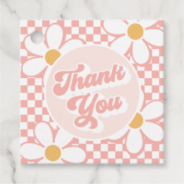 Etiquetas Para Lembrancinhas Groovy Baby Pink Check Daisy Obrigado