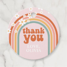 Groovy Obrigado Daisy boho floral Rainbow Favor