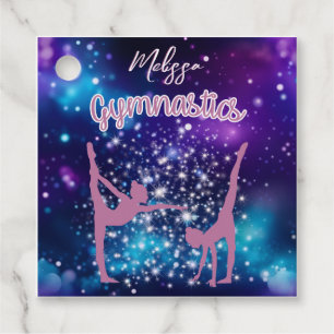 Etiquetas Para Lembrancinhas Gymnastics Galaxy Purple Turquoise Personalizada