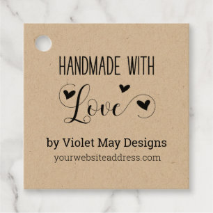 Etiquetas Para Lembrancinhas Handmade com meios sociais Kraft rústico do amor