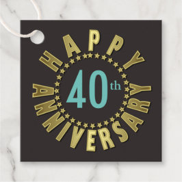 Etiquetas Para Lembrancinhas Happy Anniversário Circle of Stars Dourada ID173