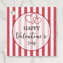 Etiquetas Para Lembrancinhas Happy Valentine's Day Heart Stripes Favor Tags