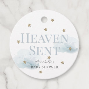 Etiquetas Para Lembrancinhas Heaven Enviou Chá de fraldas Blue Cloud Boy Obriga