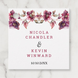 Etiquetas Para Lembrancinhas Hellebore Floral Burgundy Wedding Thank You