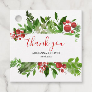 Etiquetas Para Lembrancinhas Holly Red Berry Casamento de Natal Obrigado