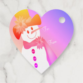 Etiquetas Para Lembrancinhas Homem de Neve em Forma de Coração
