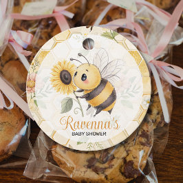 Etiquetas Para Lembrancinhas Honeycomb Floral Bee Custom Name Baby Shower