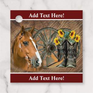 Etiquetas Para Lembrancinhas Horse Cowboy Boots Vagão Girassol Roda Sunflower W