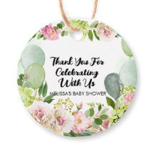 Hortênsia verde balões florais rosa obrigado