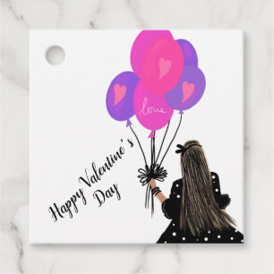 Etiquetas Para Lembrancinhas Ilustração Chic de Garota com Balão do Dia dos Nam
