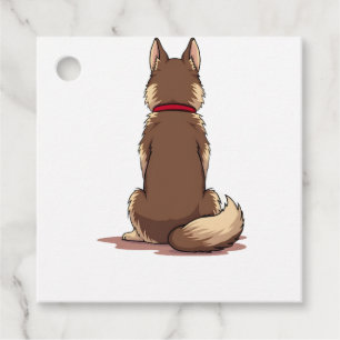Etiquetas Para Lembrancinhas Ilustração Vintage de Cachorro Husky Vista Traseir