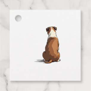 Etiquetas Para Lembrancinhas Ilustração Vista Traseira de Bulldog Antigo Amante